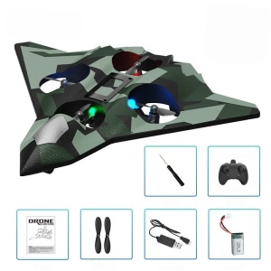 Avion de Lupta cu Telecomanda, Tip Drona, din EVA (Spuma), incarcare USB, 2.4 GHz, Rotire 360°, Zbor pana la 100 m, Model Army, Verde - Img 3