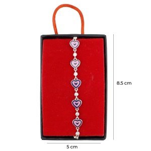 Bratara pentru Copii, Jolie, Argint 925, Model Inima, cu Email si Zirconiu, 22 cm/4.4g Argintiu/Mov - Img 3