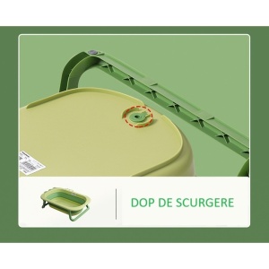 Cada Pliabila pentru Baie, din PP+TPR, pentru Copii 0-6 Ani, Model Crocodil, Dop de Scurgere, 80x54x21 cm, Verde - Img 3