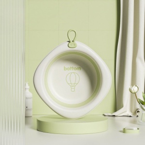 Cada Pliabila pentru Baie pentru Copii, Cadita pentru Bebelusi, Model Romb cu Balon, Verde, 31.5x31.5x3.5 cm, 3L - Img 5