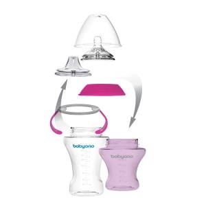 Canita anti-varsare cu tetina adaptor moale 180 ml Roz/Mov - Img 2