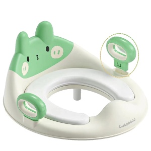 Capac WC cu Reductie, pentru Copii, cu Manere, Model Ursulet, Plastic Durabil, Verde