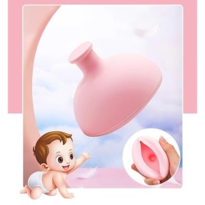 Dispozitiv Terapeutic Sputa, Cupa pentru Terapie Toracica, Dispozitiv de Eructare, pentru Sugari si Copii, 7.5 x 6 cm, din Silicon, Roz - Img 4