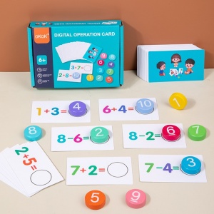 Joc Educational, Invatare Adunare si Scadere, Cifre din Lemn, 46 Planse, +3 Ani, Multicolor - Img 6