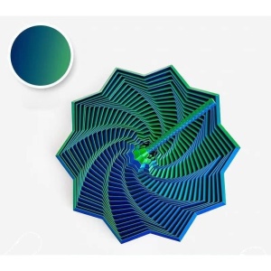 Jucarie Decompresie, Model Stea 3D, DuoChrome, Maner Spirala, Turn Magic Geometric, Multiple Forme, Anti-stress, 11 cm, Verde/Albastru - Img 2