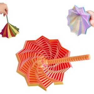 Jucarie Decompresie, Model Stea 3D, DuoChrome, Maner Spirala, Turn Magic Geometric, Multiple Forme, Anti-stress, 11 cm, Roz/Auriu - Img 2