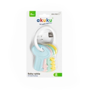 Jucarie dentitie pentru copii Akuku Bright Keys cu inele,forme rotunjite - Img 2