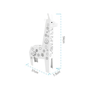 Jucarie Educativa pentru Copii, Model Girafa 3D, Set de Asamblat si Colorat din Carton, Puzzle 3D Educativ, 31 x 7.5 x 54 cm, 3+ ani, Alb Multicolor - Img 3