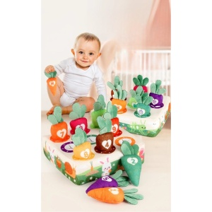 Jucarie Interactiva Montessori, pentru Copii, varsta 1an+, de Sortat pe Culori, 9 Morcovi si Suport, Multicolor - Img 3