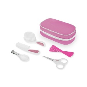Kit de ingrijire pentru bebelusi Akuku in gentuta depozitare cu fermoar, Roz - Img 2