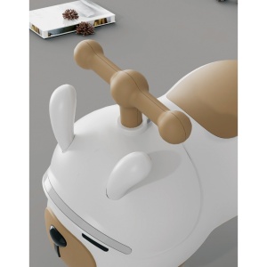 Masinuta Ride-On Sistem Anti-Rasturnare, Sistem de Lumini si Sunet, Bluetooth, 1-3 Ani, Model Catel, 43 x 33 x 26 cm, Alb - Maro - Img 5