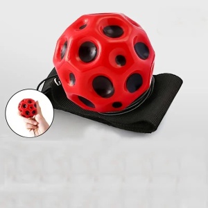 Minge Saltareata Hiperelastica, Space Moon Ball foarte Elastica, Antistress pentru Copii, Diametru 66 mm, Rosu - Img 4