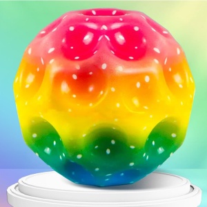 Minge Saltareata Hiperelastica, Space Moon Ball foarte Elastica, Antistress pentru Copii, Diametru 66 mm, Multicolor Galben - Img 2