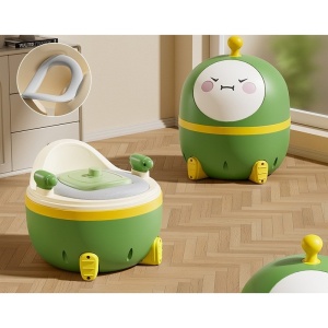 Olita 2in1, Model Ou, cu Reductor WC, din Plastic, cu Muzica si Lumini, 29 x 29 x 22 cm, Verde - Img 2
