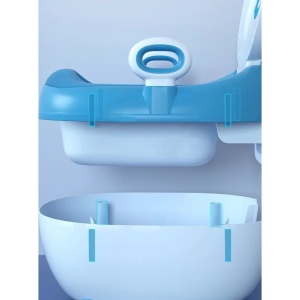Olita pentru Copii, +1an, Portabila, Design cu Ancora, cu Capac, Model Prietenos, Non-Toxic, Compartiment Detasabil, cu Manere, cu 4 Picioare, Usor de Curatat, 46*33*32 cm, Albastru - Img 3