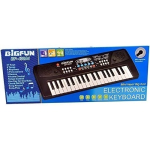 Orga Electronica cu Microfon, 37 Chei, din Plastic, Efecte Muzicale, Inregistrare Sunet, 43 x 16 x 5.4 cm, Negru - Img 5