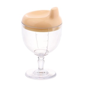 Pahar din Plastic Transparent cu Picior, pentru Copii, 14 x 7.7 cm, cu Cioc Antiscurgere, + 3 Ani, Fara Maner, Galben - Img 4