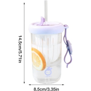 Pahar din silicon, cu capac si pai, pentru copii, anti-cadere, 500ml, Mov - Img 5