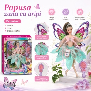 Papusa Zana Fashion cu Aripi si Rochie Eleganta Verde, +3 ani - Img 2