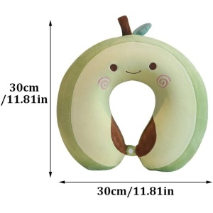Perna de Calatorie in Forma de U, Pentru Gat si Cap, Umplutura din Spuma cu Memorie, 30x30 cm, Model Avocado, Accesoriu de Voiaj, Birou, Masina, Sistem Prindere Capse, Verde - Img 3
