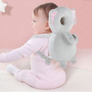 Perna tip Rucsac pentru Protectia Capului, Tetiera tip Elefant de Plus, pentru Bebelusi, Gri - Img 3