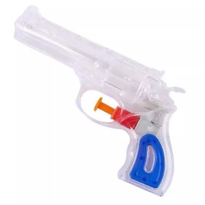 Pistol cu Apa, pentru Copii, din Plastic, 16 x 5 x 2 cm, Transparent/Albastru - Img 6