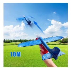 Pistol cu Lansator de Avion, din Polistiren+Plastic, +3 Ani, Avion 38 cm, Lansare 10 m, Albastru/Rosu - Img 2