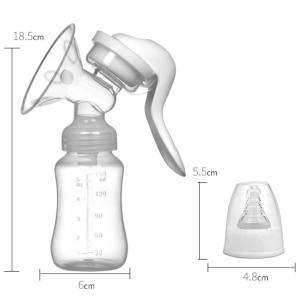 Pompa de San Manuala Multifunctionala, Portabila, cu Tetina pentru Biberon, Anti-Scurgere, Anti-Reflux, 18.5x6 cm, 150 mL, Silicon, Recipient - Img 2