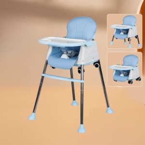 Scaun de Masa Pliabil 3in1, Reglabil, Multifunctional, 3 Pozitii, Masuta si Husa Detasabile, Ajustare Inaltime, Albastru - Img 2