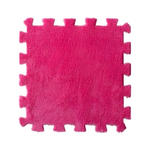 Set 10 Piese Covor tip Puzzle, Spuma EVA, Pufos, 30 x 30 x 1 cm, Roz