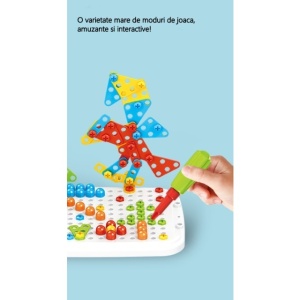Set 258 piese, 6 in 1, Valiza cu bormasina, Multicolor - Img 4