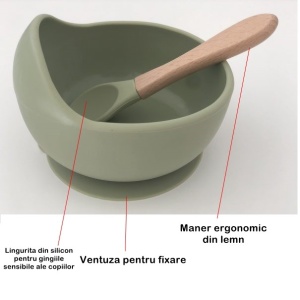 Set 8 piese diversificare bebelusi si copii din silicon , verde inchis - Img 2