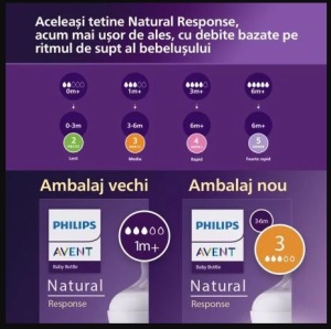 Set biberoane PHILIPS AVENT Natural Response flux mediu, 1 luna+, 260ml + Biberon cu debit lent pentru 0 - 3 luni, 125ml - Img 5