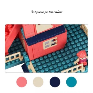 Set constuctii, Casa si curte, 251 piese, Multicolor - Img 5