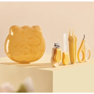 Set Ingrijire Unghii pentru Bebelusi, Cutie de Depozitare in Forma de Ursulet, 10 x 9.5 cm, Galben - Img 5