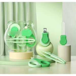 Set Ingrijire Unghii pentru Bebelusi, Cutie de Depozitare in Forma de Ursulet, 10 x 9.5 cm, Verde - Img 5