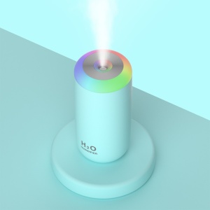 Umidificator, H2O, cu Difuzor de Aroma, Lumina de Noapte LED in 7 Culori, Zgomot Redus, 14.7x7.2cm, 350mL, Culoare Albastra - Img 2