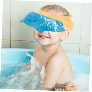 Viziera de Protectie Baie Pentru Copii, Model Purcelus, Dimensiune ajustabila, Durabil, Usor de curatat, Impotriva Samponului, pentru Ochi si Urechi, TPE+PP, 23x23 cm, Albastru - Img 6
