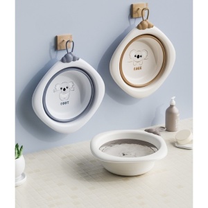 Cada Pliabila pentru Baie pentru Copii, Cadita pentru Bebelusi, Model Romb pentru Picioare Koala, Gri, 30x30x3.5 cm, 4L - Img 3