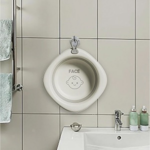 Cada Pliabila pentru Baie pentru Copii, Cadita pentru Bebelusi, Model Romb pentru Fata, Gri, 31.5x31.5x3.5 cm, 3L - Img 4
