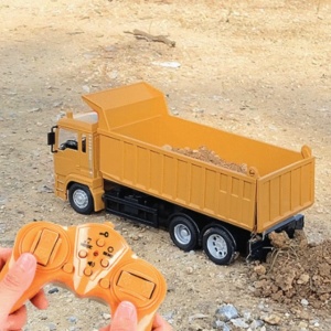 Camion Basculanta Jucarie pentru Copii, Jucarie Camion Basculanta cu Telecomanda, Jucarie de Constructie, Acumulator cu Incarcare USB, 28 x 13 x 9 cm, Galben - Img 3