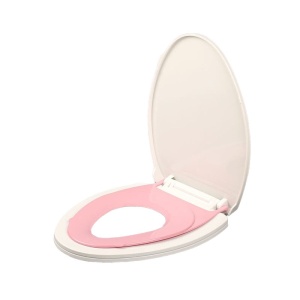 Capac de Toaleta cu Reductie 3 in 1, pentru Copii +3 Ani si Adulti, Coborare Lenta si Silentioasa, Instalare Usoara, din PP5 , in Forma de U, Alb/Roz