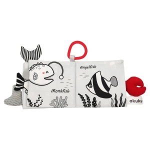 Carte senzoriala pentru bebelusi Akuku Marine Animals 12x12 cm - Img 5
