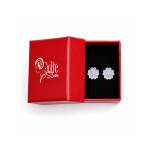 Cercei pentru Copii Argint 925, Jolie, Model Floricele, cu Email Colorat, 1.26 g, Argintiu - Img 4