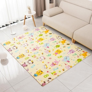 Covoras pentru Copii, cu 2 Fete, Model Animale Marine/Exotice, din XPE+PE, Impermeabil, Antiderapant, Protectie Termica, +3 Luni, Pliabil, 180 x 200 x 1.5 cm, Multicolor - Img 4