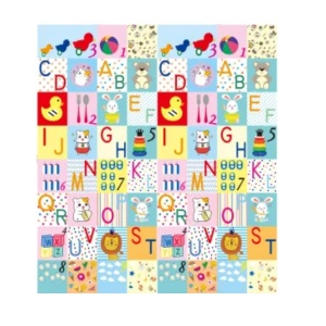 Covoras pentru Copii, cu 2 Fete, Model Litere/Girafe, din XPE+PE, Impermeabil, Antiderapant, Protectie Termica, +3 Luni, Pliabil, 180 x 200 x 1 cm, Multicolor - Img 2