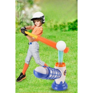 Joc de Baseball Interactiv, Lansator Aruncare prin Buton de Lansare pe Bata, Include Bata si 5 Mingii, 37 x 23 x 16 cm Baza, 59 cm Bata, Multicolor - Img 3