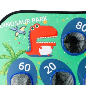 Joc pentru Copii, Aruncarea Sacilor cu Nisip, Sageti, 8 Mingi, 4 Saci, Geanta Portabila, Interactiv, Model Dinozauri, 77.5x44.5x42 cm, Multicolor - Img 2