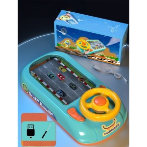 Joc Simulator de Condus, 3-6 Ani, Volan Interactiv, Efecte Sonore, din ABS, USB Inclus, Verde - Img 5