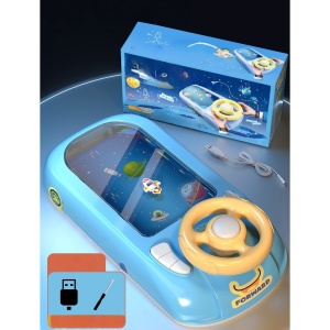 Joc Simulator de Condus, 3-6 Ani, Volan Interactiv, Efecte Sonore, din ABS, USB Inclus, Albastru - Img 5